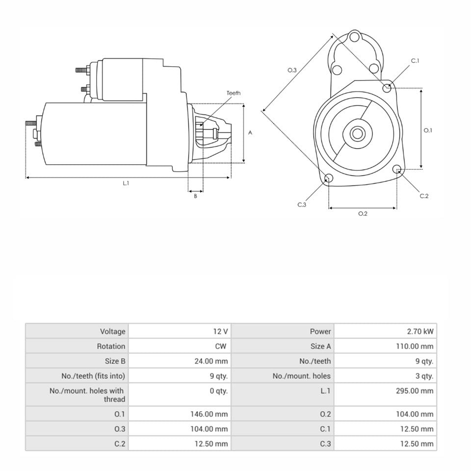 12V MARŞ MOTORU MAKO TİPİ 9 DİŞ 3.0 KW FIAT TRAKTÖR 54C/55-46
