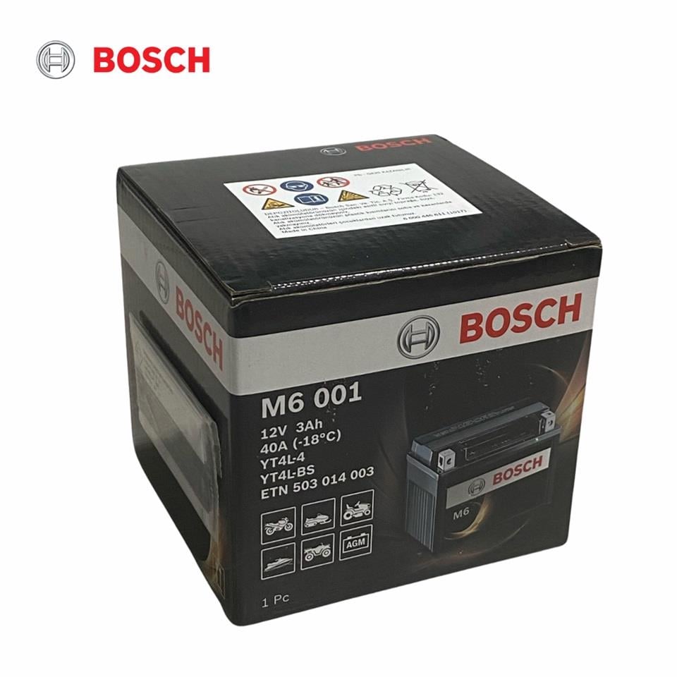 BOSCH 12V 3 AH MOTOSİKLET AKÜSÜ AGM 40 A (EN) (113*70*85) (M6 001) (YT4L-4) (YT4L-BS)