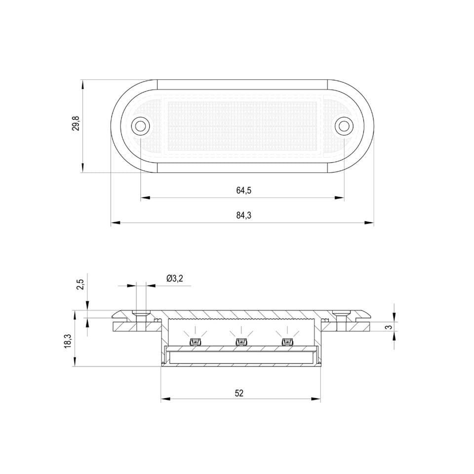 SANEL 12V BASAMAK AYDINLATMA LAMBASI BEYAZ (6 LEDLİ) (85*30 MM)