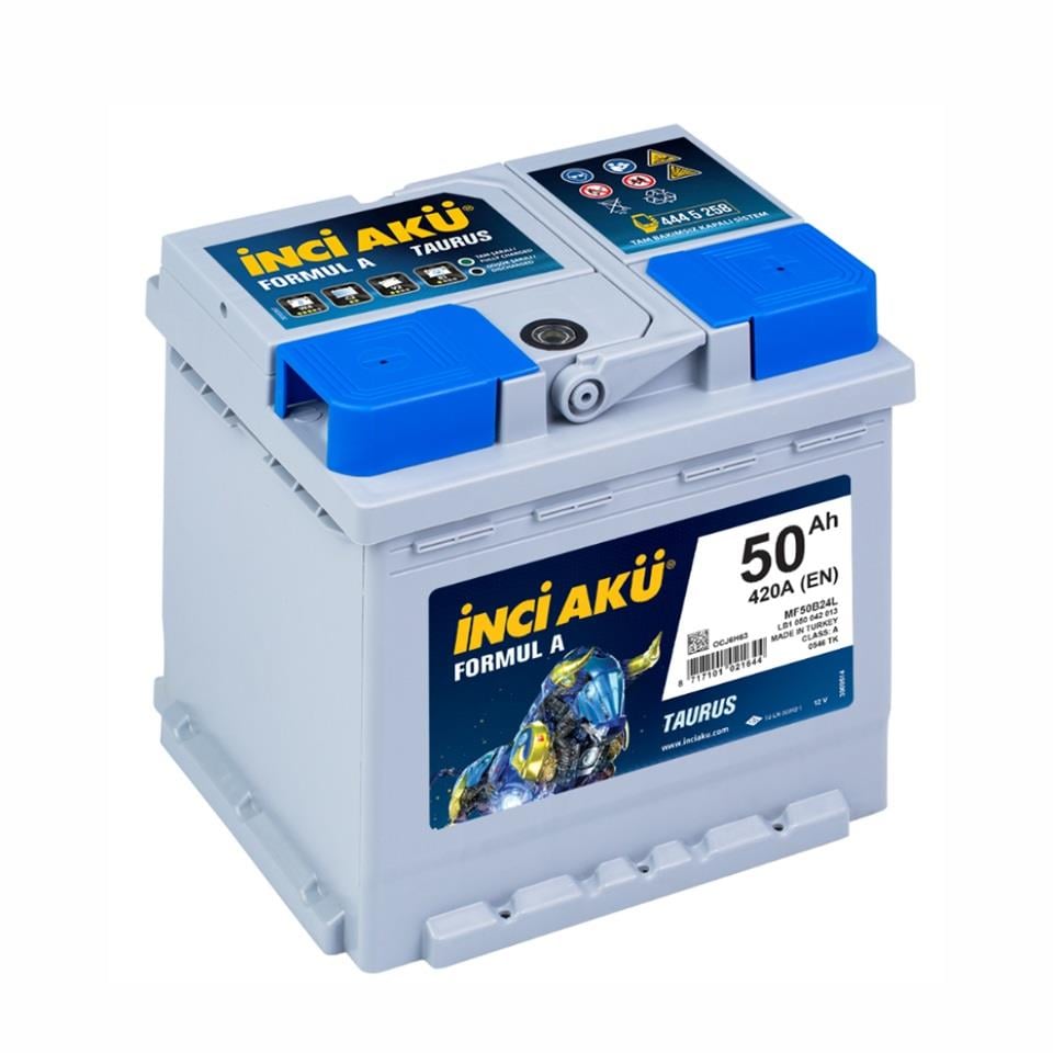 İNCİ 12V 50 AH AKÜ FORMUL A TAURUS 420 A (EN) (207*175*175) ALÇAK