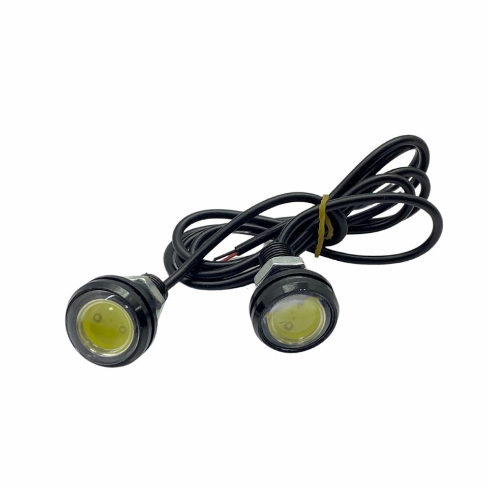 12V GÜNDÜZ SÜRÜŞ-AYNA ALTI LED BEYAZ (MERCEKLİ) (9/22 MM) (2 AD)