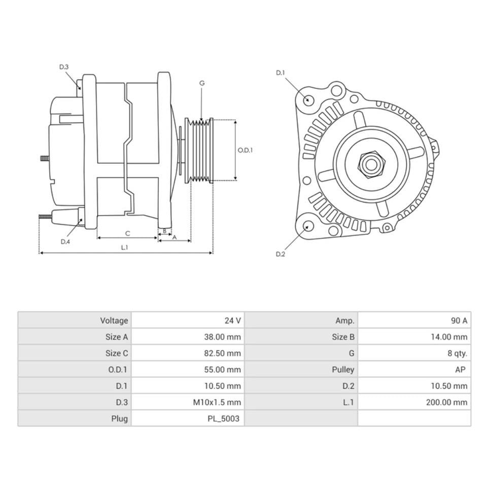24V ALTERNATÖR DİNAMO BOSCH TİPİ 90 A (SOKETLİ 5 FİŞ) (W-L-15-S-DFM) IVECO EURO CARGO