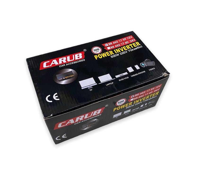 12V DC > 220V AC İNVERTER 500W (MODİFİYE) (USB ÇIKIŞLI-MAŞALI)