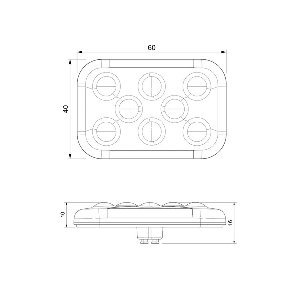 SANEL 12V İKAZ LAMBASI 6-LEDLİ YAPIŞKANLI 3M BANTLI SU GEÇİRMEZ KIRMIZI (60*40 MM)