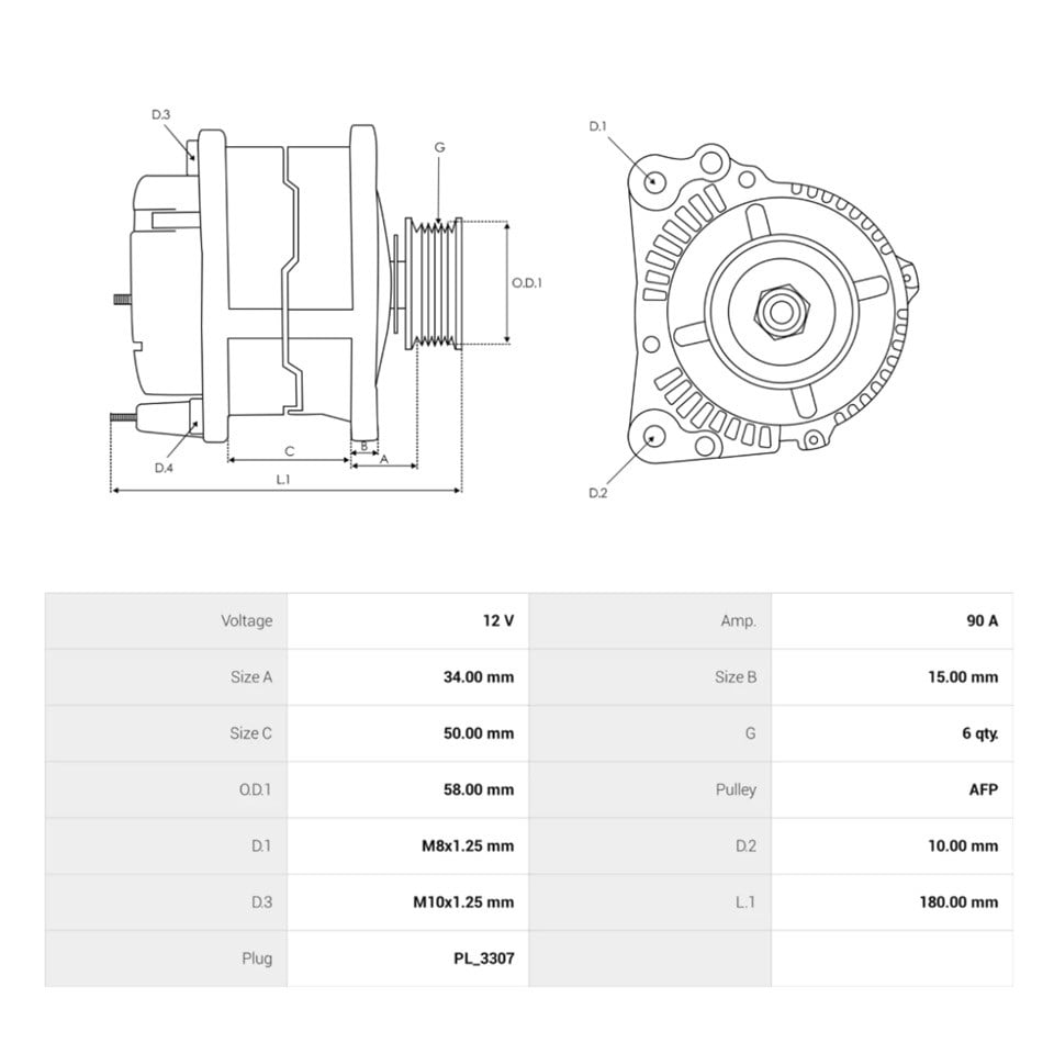 12V ALTERNATÖR DİNAMO MITSUBISHI TİPİ 90 A (C-L-FR) HYUNDAI I20/I30/I40/IX20-KIA CEED/RIO/VENGA