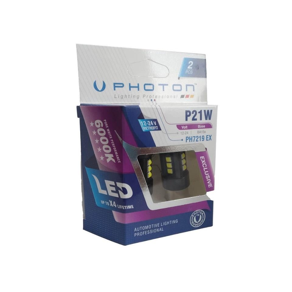 PHOTON 12V-24V 93 AMPUL 21 LEDLİ BEYAZ (EXCLUSIVE SERİSİ) (MERCEKLİ) CB (2 AD)