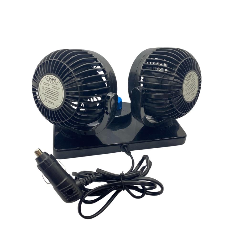 12V VANTİLATÖR 4 '' (ÇAKMAK FİŞLİ) (TORPİDO ÜSTÜ) (ÇİFT DEVRE) (360° AYARLANABİLİR) (265*110*145 MM)