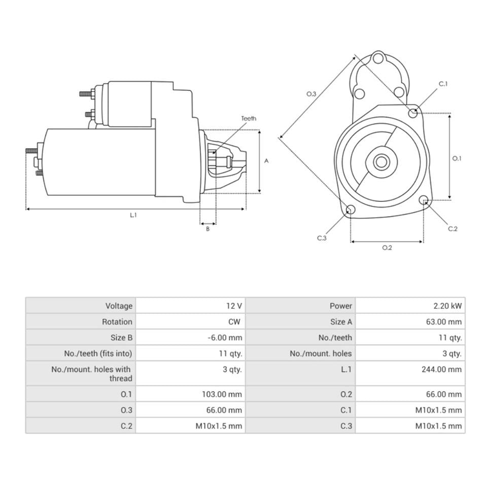 12V MARŞ MOTORU 11 DİŞ FORD C-MAX/FOCUS C-MAX/FOCUS/GALAXY/MONDEO-VOLVO C30/C70 II/S40 II/S80 II/V50