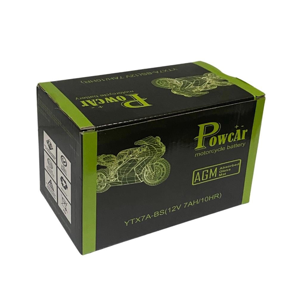 POWCAR 12V 7 AH MOTOSİKLET AKÜSÜ (150*87*93) (YTX7A-BS) (TERS) (SMF) (2,5 KG) 