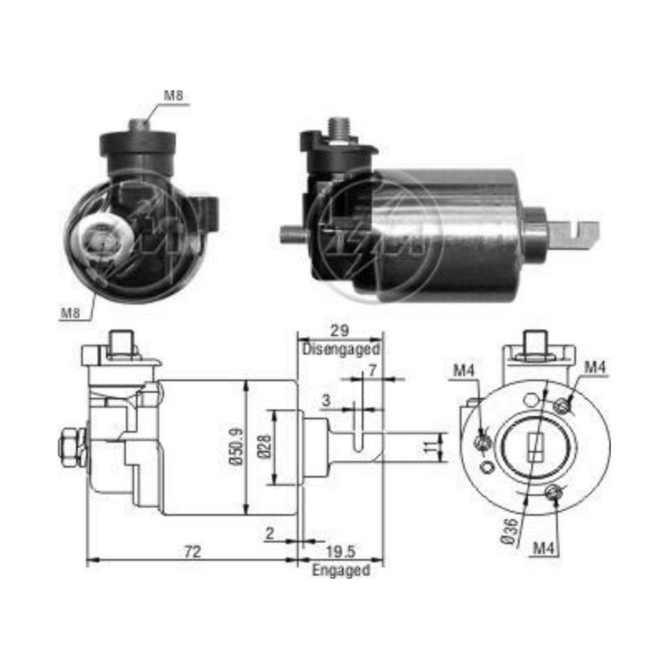 ZM 12V MARŞ OTOMATİĞİ HONDA (KISA PİSTON) (YAN CIVATA)