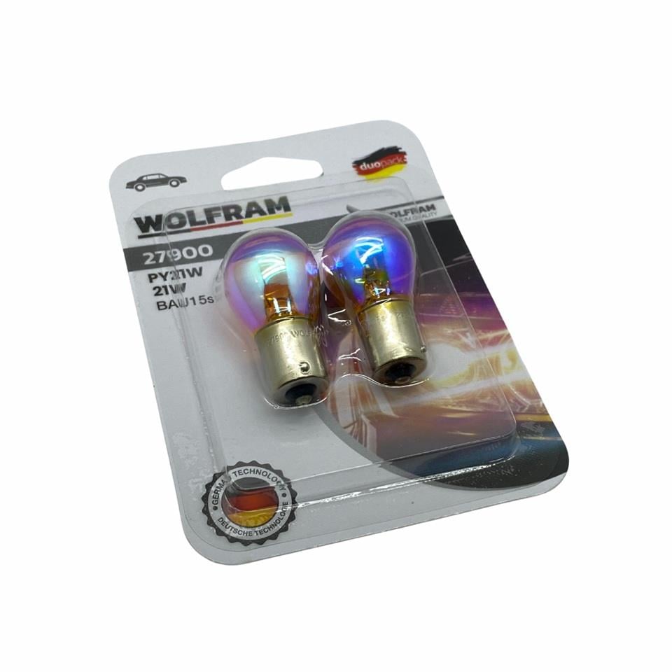 WOLFRAM 12V 93 AMPUL 21W BLUE DİADEM SARI YAKIN TIRNAK GERMANY (BAU15s) (2 AD) 