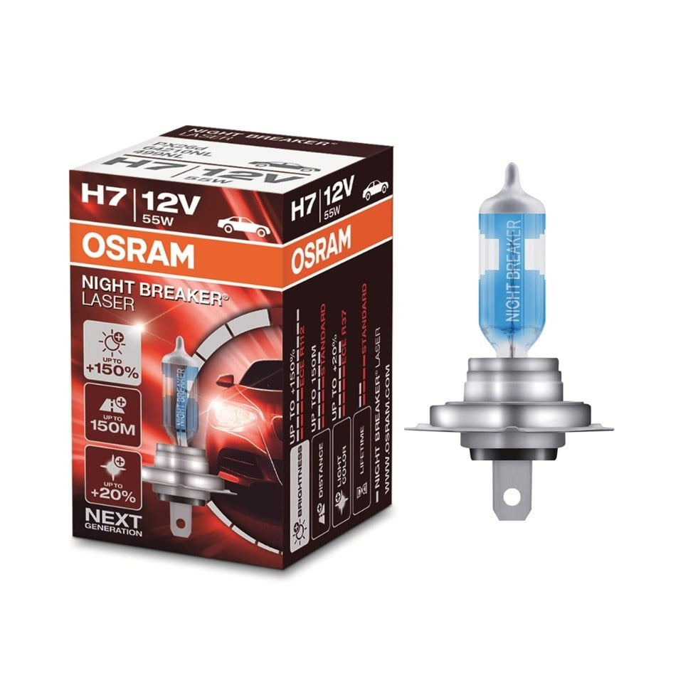 OSRAM 12V H7 AMPUL 55W +%150 FAZLA IŞIK NIGHT BREAKER LASER