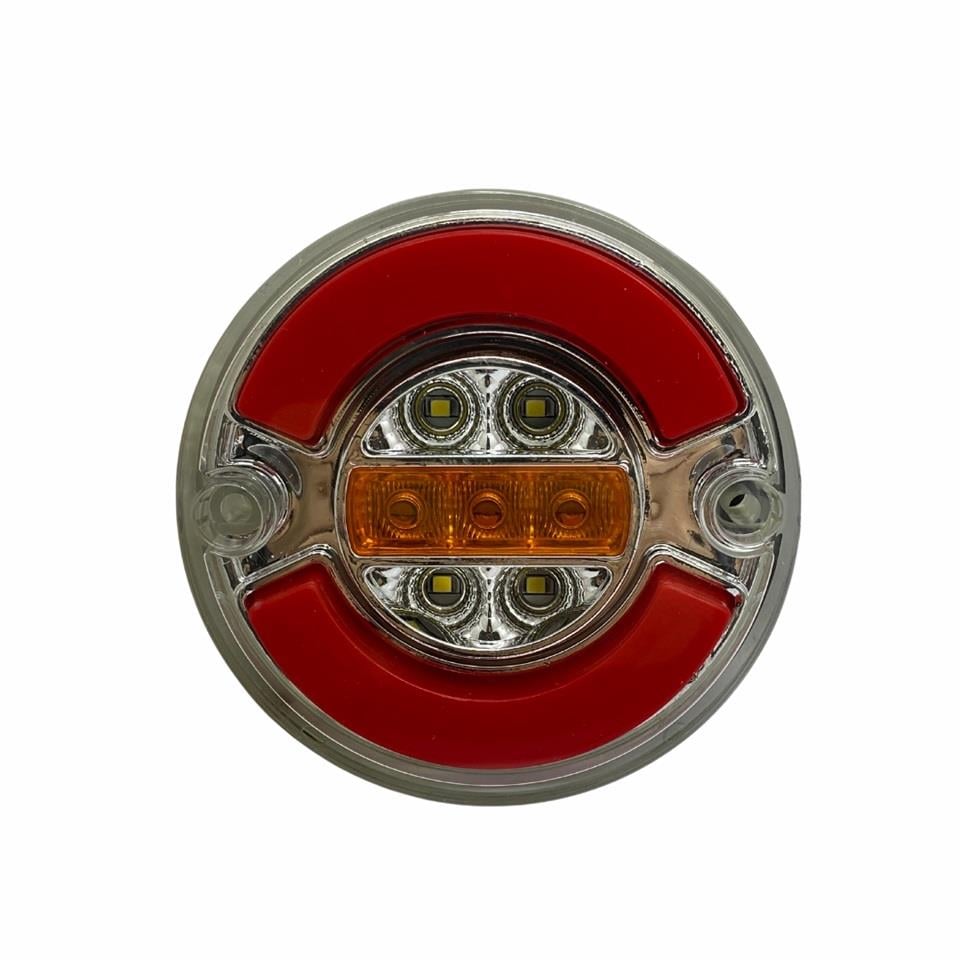 12V-24V STOP LAMBASI YUVARLAK (NEON LEDLİ) (4 FONKSİYONLU) (KIRMIZI-BEYAZ-SARI) (98*21 MM)