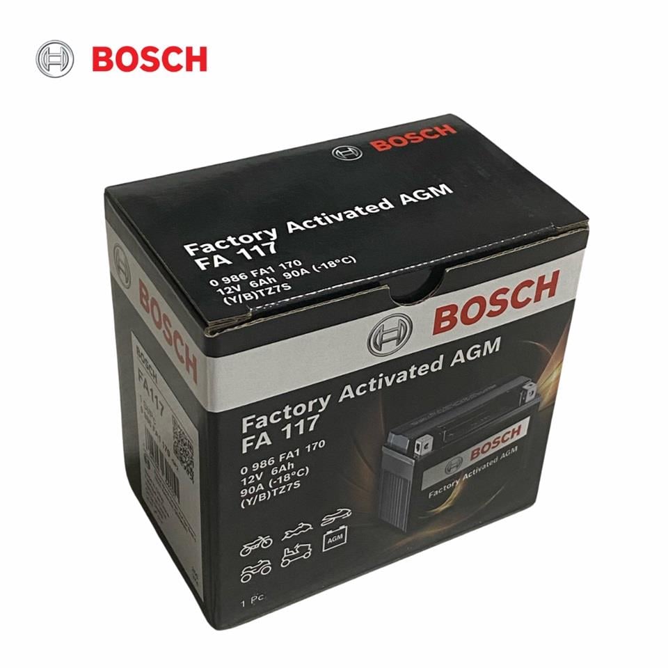 BOSCH 12V 6 AH MOTOSİKLET AKÜSÜ AGM 90 A (EN) (113*70*105) (FA117) (YTZ7S) (BTZ7S)