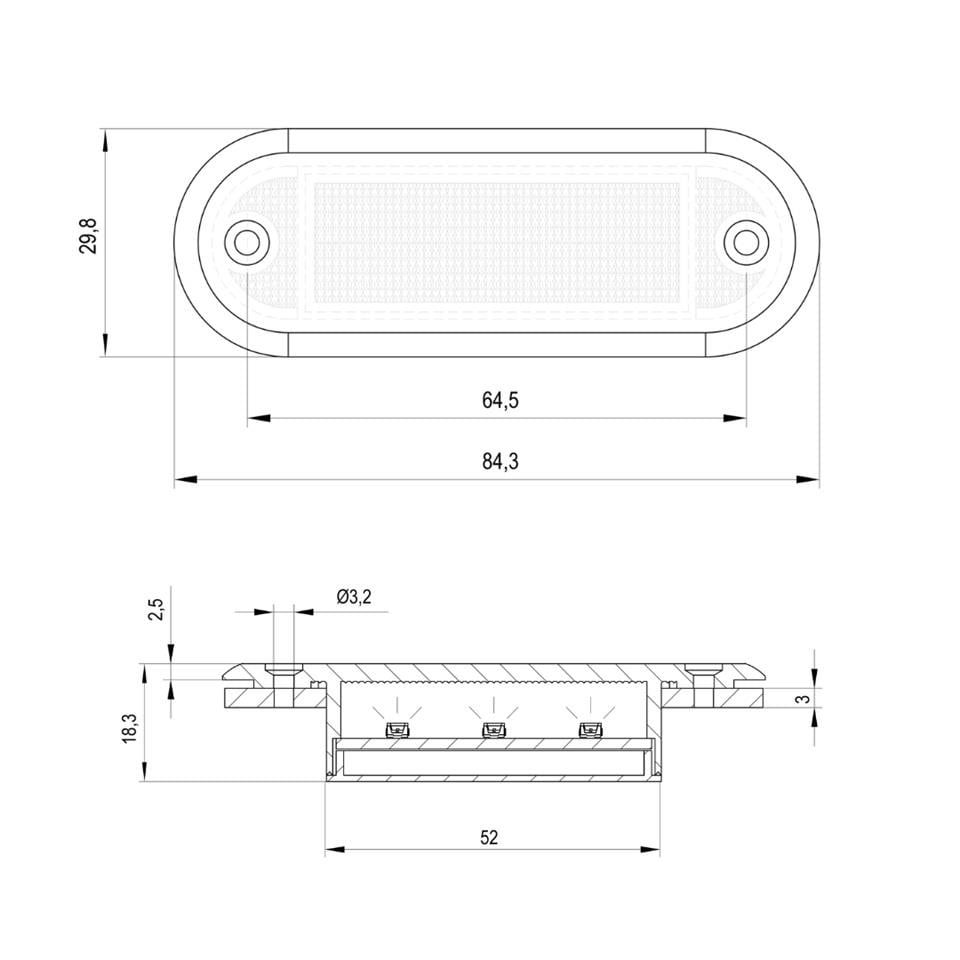 SANEL 12V-24V PARMAK LAMBA 3-LEDLİ KABLOLU (KIRMIZI) (84.3*29.8 MM) E9