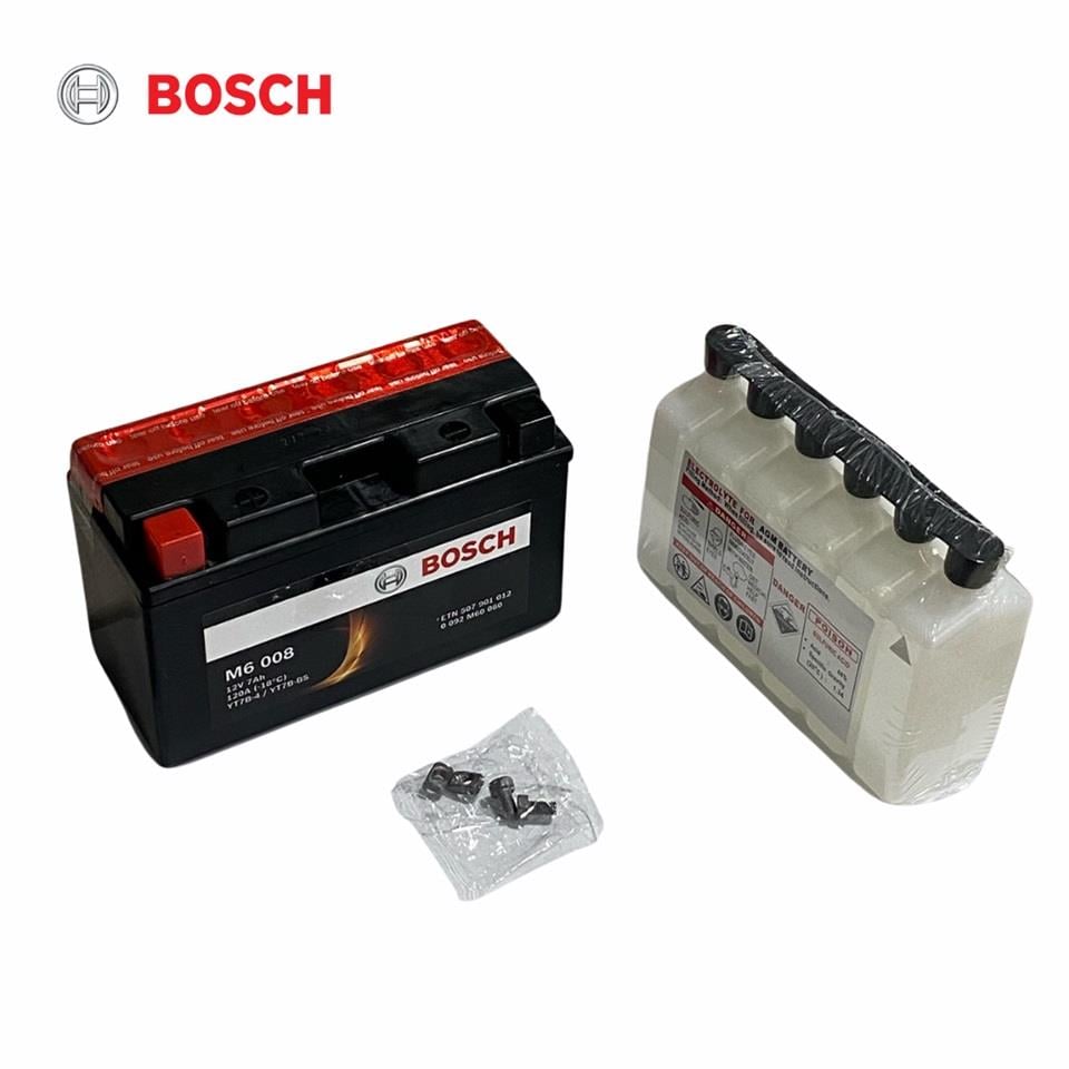 BOSCH 12V 7 AH MOTOSİKLET AKÜSÜ AGM 120 A (EN) (150*65*93) (M6 008) (YT7B-4) (YT7B-BS)