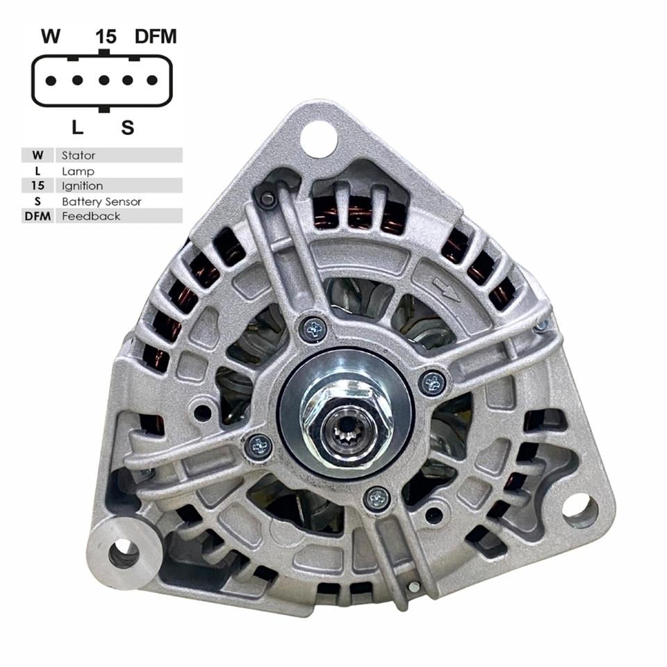 24V ALTERNATÖR DİNAMO 100 A (5 FİŞ SOKETLİ) (W-L-15-S-DFM) MERCEDES AXOR/VARIO/ACTROS 2003 >