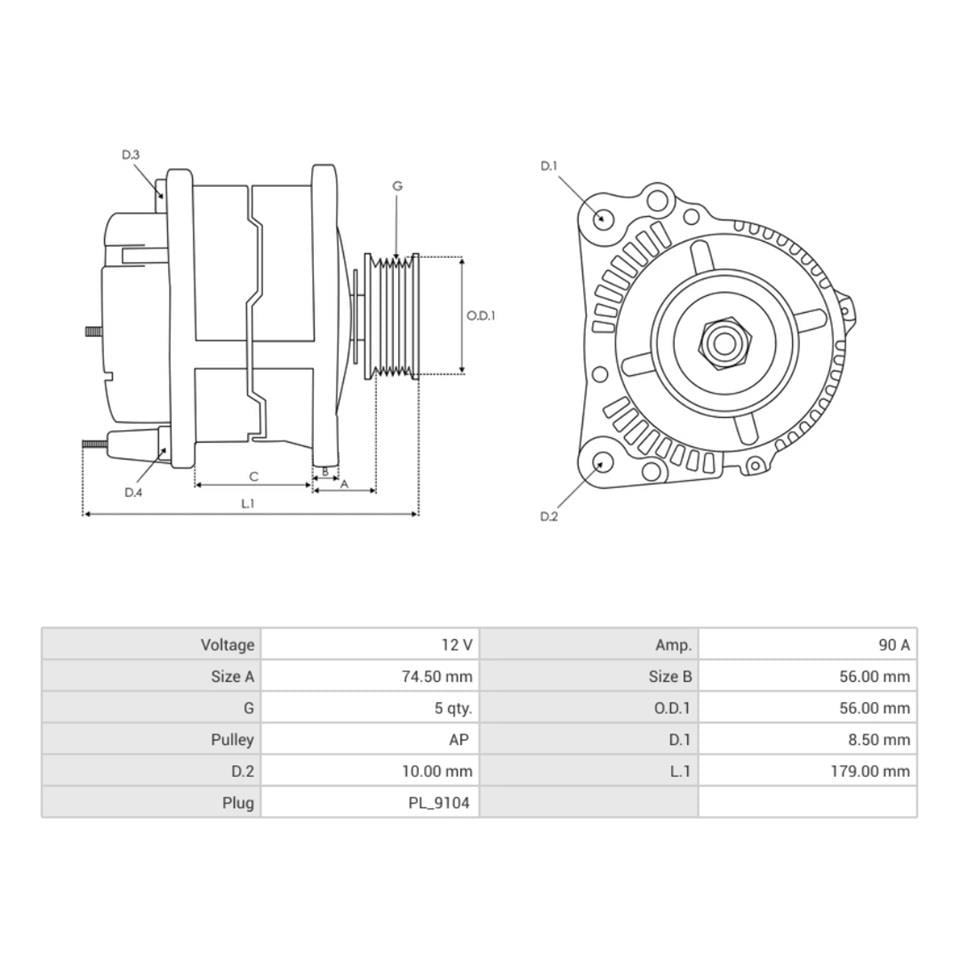 12V ALTERNATÖR DİNAMO VALEO TİPİ 90 A (L) CITROEN BERLINGO/SAXO/XSARA-PEUGEOT 106/306/PARTNER