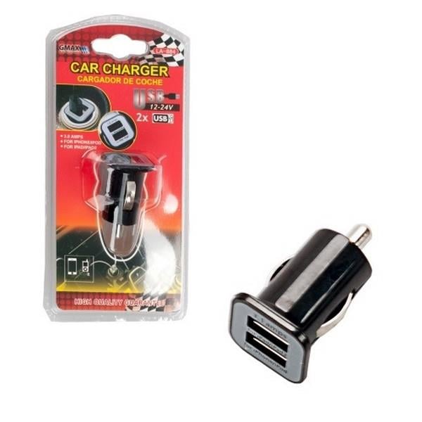 12V-24V TELEFON ŞARJ CİHAZI 2.1 A (ÇAKMAK GİRİŞLİ) (2 X USB GİRİŞLİ) SİYAH (I PHONE / I PAD)