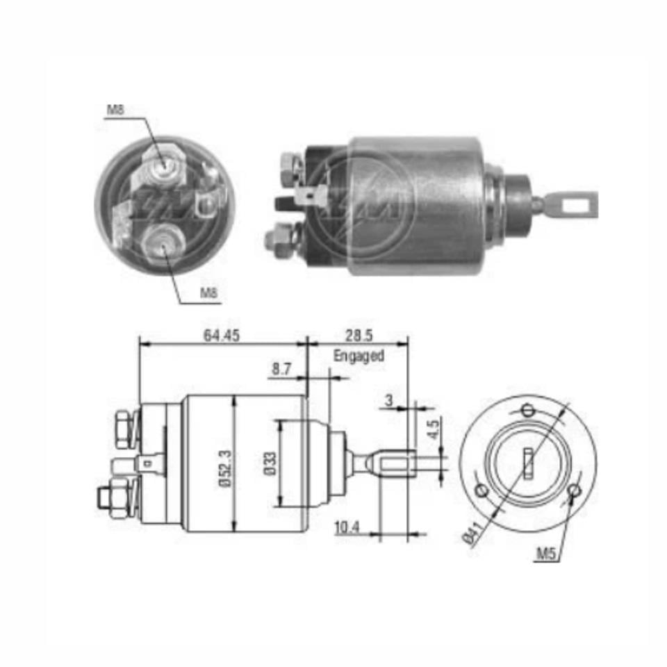 ZM 12V MARŞ OTOMATİĞİ BOSCH TİPİ İNCE GÖVDE SOL FİŞLİ UP