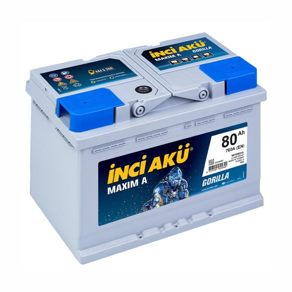 İNCİ 12V 80 AH AKÜ MAXIM A GORILLA 760 A (EN) (278*175*190) TIRNAKSIZ