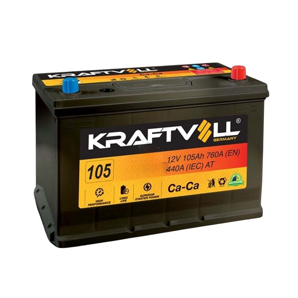 KRAFTVOLL 12V 105 AH AKÜ 760 A (EN) (TAM KAPALI) (347*175*238)