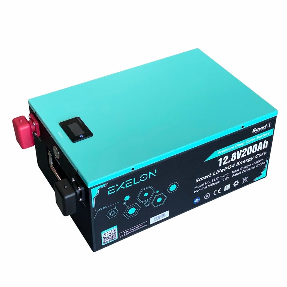 EXELON 12V 200 AH LITHIUM DEEP CYCLE AKÜ (SMART LIFePO4 BATTERY) 2560Wh (460*290*221) (21 KG)