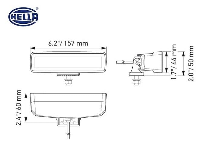 HELLA 10V-30V LED BAR OFF-ROAD 30W 5700K 2000 LÜMEN (GENİŞ AÇI) (6 LEDLİ) (157*60*50 MM)