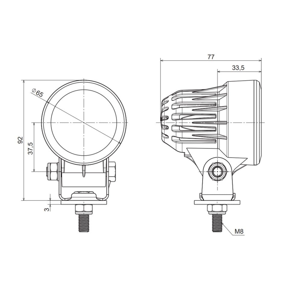 FRISTOM 12V-24V ÇALIŞMA LAMBASI 3-LEDLİ CR SOKETLİ 11W 5700K 1200 LUMEN (92*37.5 MM)