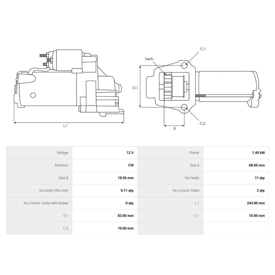 12V MARŞ MOTORU DELCO TİPİ 11 DİŞ 1.7 KW CHEVROLET-CUKUROVA-JUNGHEINRICH FORKLIFT-MERCURY MARIN