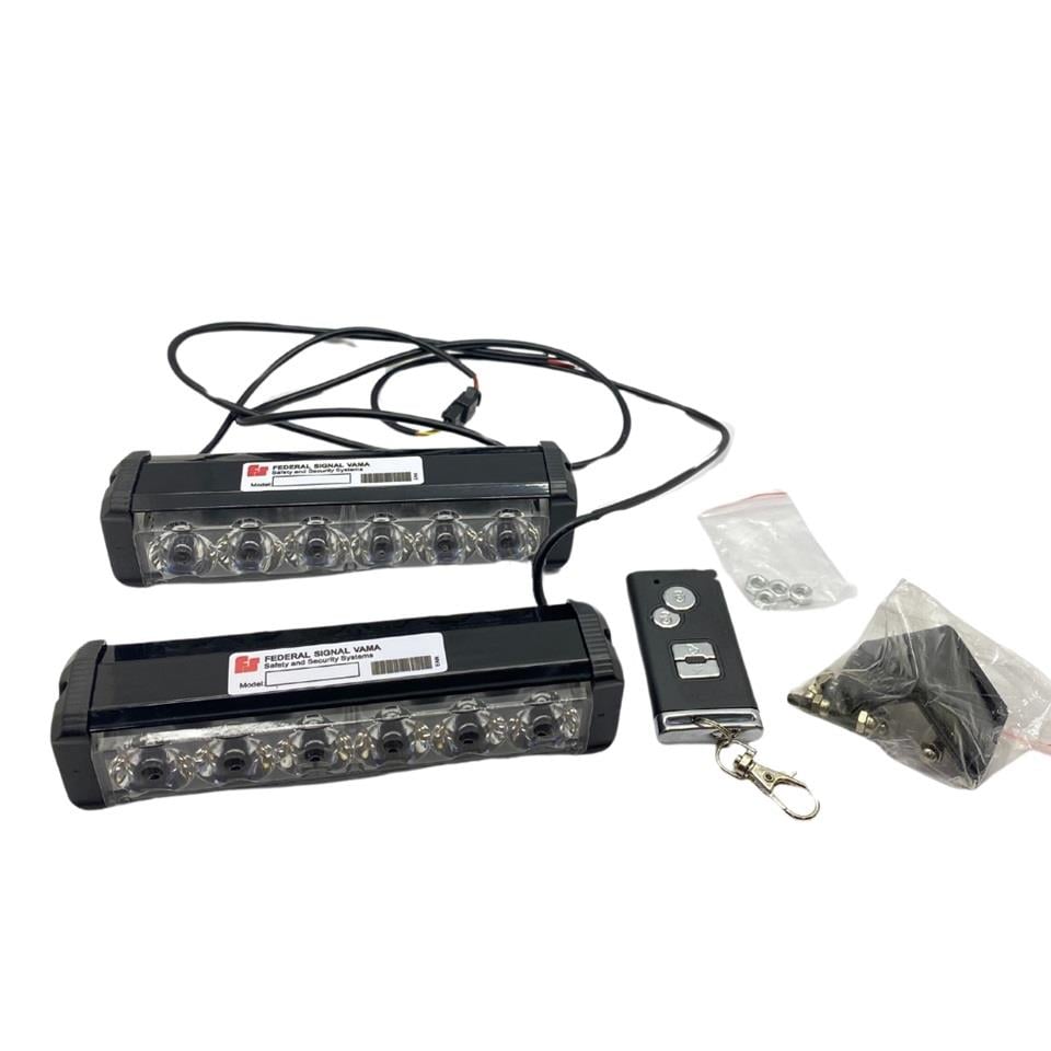 FEDERAL SIGNAL 9V-36V ESCORT ÇAKAR FLAŞ LED LAMBA 8 FONKSİYONLU KUMANDALI (ŞEFFAF) (SARI/SARI) (2AD)