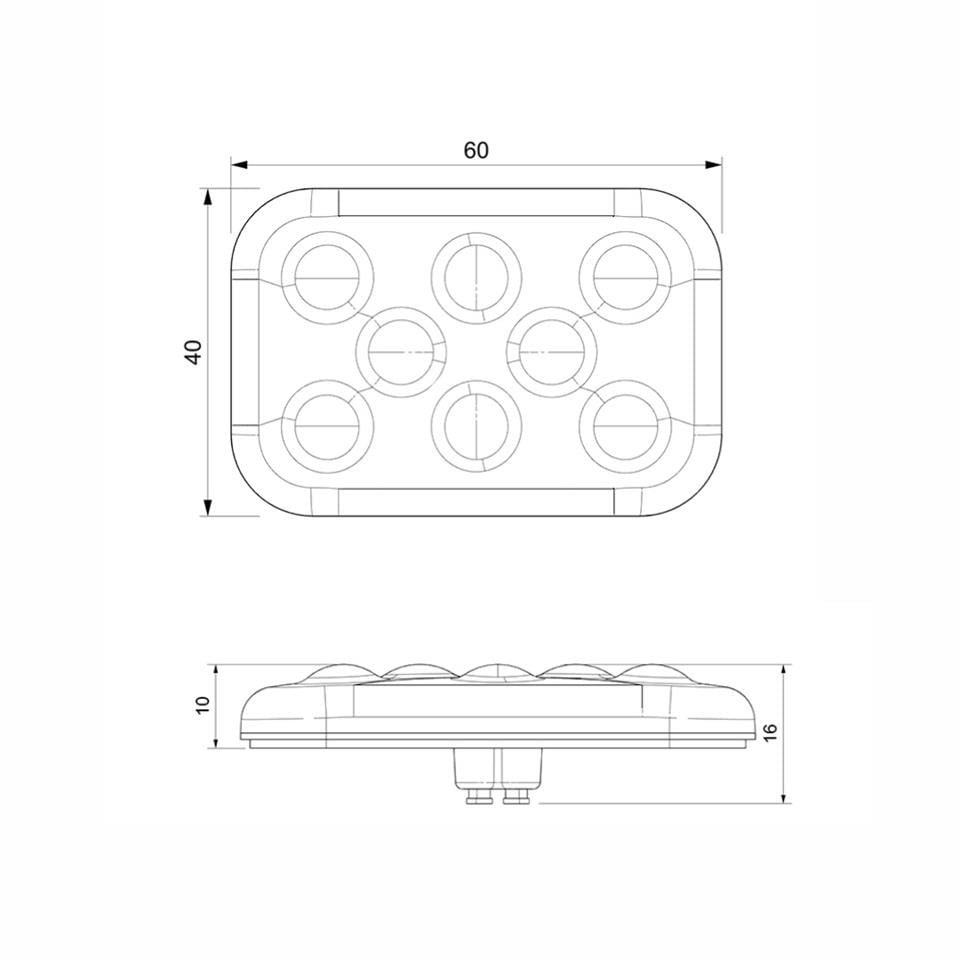 SANEL 10V-30V İKAZ LAMBASI ÇAKARLI 6-LEDLİ YAPIŞKANLI 3M BANTLI SU GEÇİRMEZ SARI (60*40 MM)
