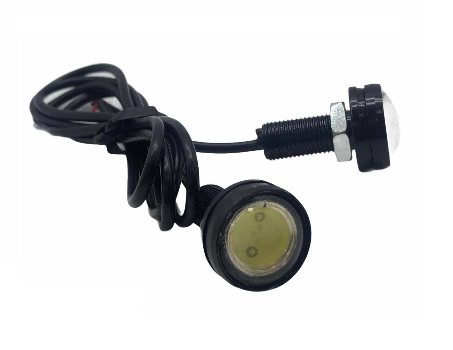 12V GÜNDÜZ SÜRÜŞ LEDİ YUVARLAK BEYAZ (LEDLİ) CIVATALI (MERCEKLİ) (22 MM) (2 AD)
