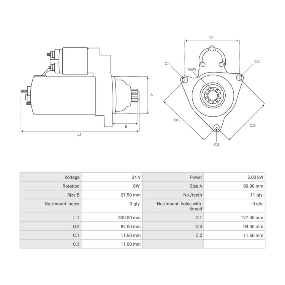 24V MARŞ MOTORU MITSUBISHI TİPİ 11 DİŞ 5 KW MAN