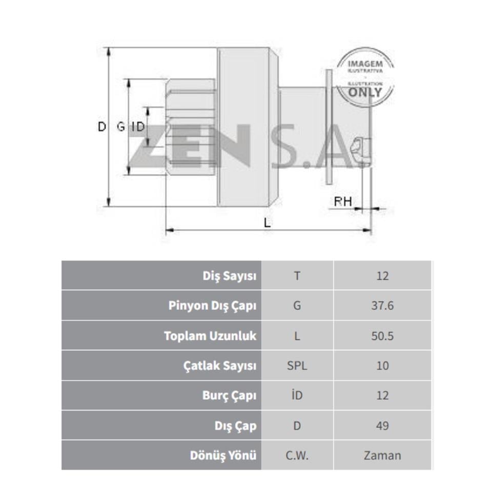 ZEN MARŞ DİŞLİSİ VALEO TİPİ 12 DİŞ HYUNDAI-KIA