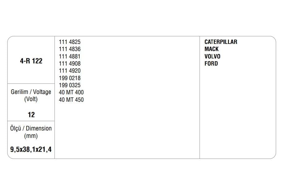 24V MARŞ KÖMÜRÜ DELCO TİPİ 40MT CATERPILLAR (4 AD)