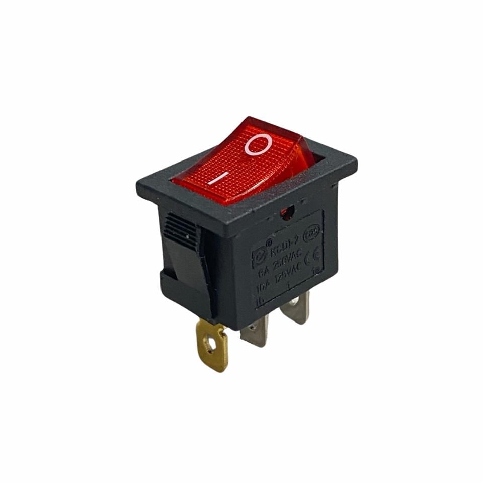 TUŞLU ANAHTAR MİNİ IŞIKLI (3 FİŞ) (ON-OFF) (20*12 MM) KIRMIZI