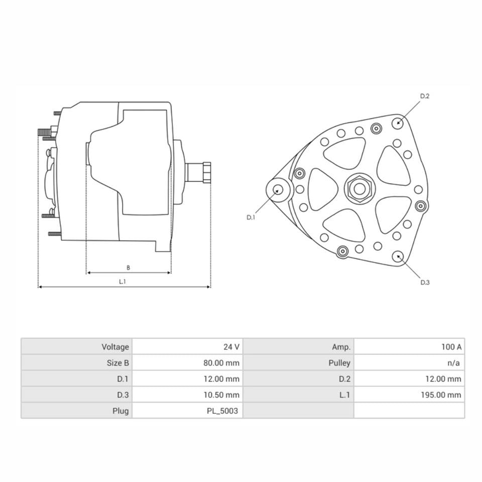 24V ALTERNATÖR DİNAMO 100 A (5 FİŞ SOKETLİ) (W-L-15-S-DFM) MERCEDES AXOR/VARIO/ACTROS 2003 >