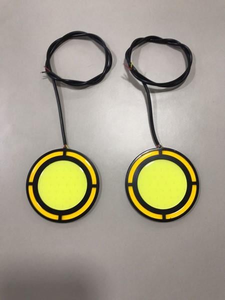 12V SİS LAMBASI YUVARLAK BEYAZ COB LEDLİ SARI ANGEL SİNYALLİ 7 CM YAPIŞKANLI (2 AD)