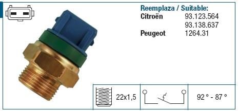 FAN MÜŞÜRÜ 92/87 °C (SOKETLİ 2 FİŞ) CITROEN/PEUGEOT