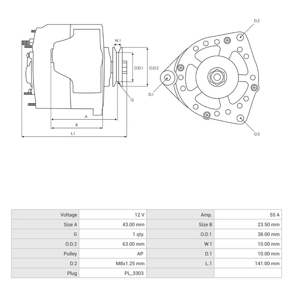 12V ALTERNATÖR DİNAMO 55 A (W-IG-L) CASE IH-JOHNDEERE