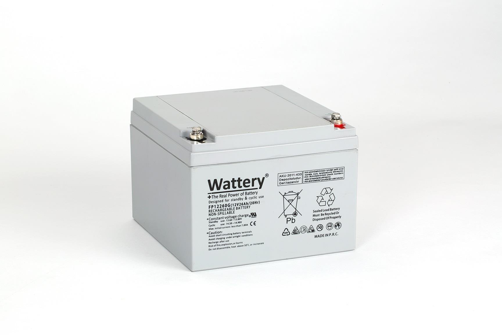 WATTERY 12V 26 AH ENGELLİ ARAÇ AKÜSÜ JEL (165*175*125) 