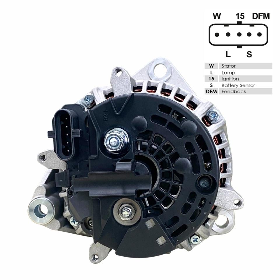 24V ALTERNATÖR DİNAMO 100 A (5 FİŞ SOKETLİ) (W-L-15-S-DFM) MERCEDES AXOR/VARIO/ACTROS 2003 >