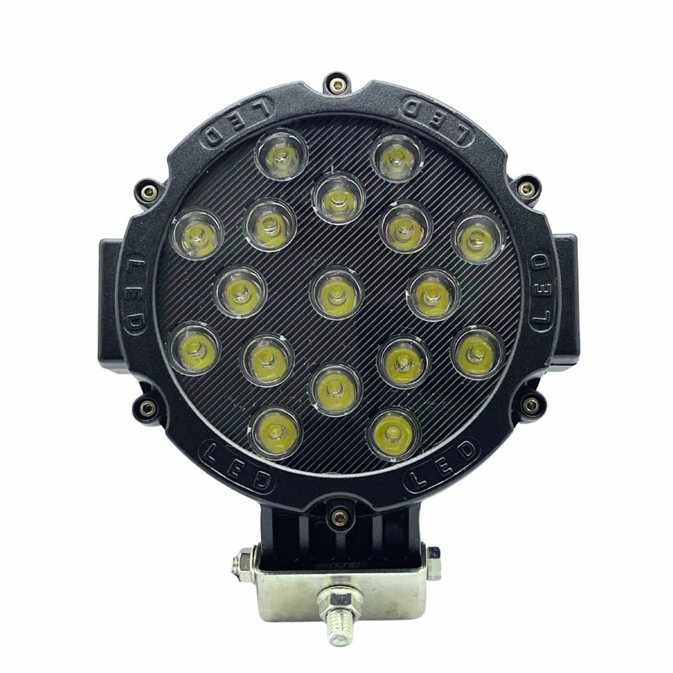 12V-36V LED LAMBA OFF-ROAD 51W (17 X 3W) (YUVARLAK) (155*155 MM) (SİYAH)