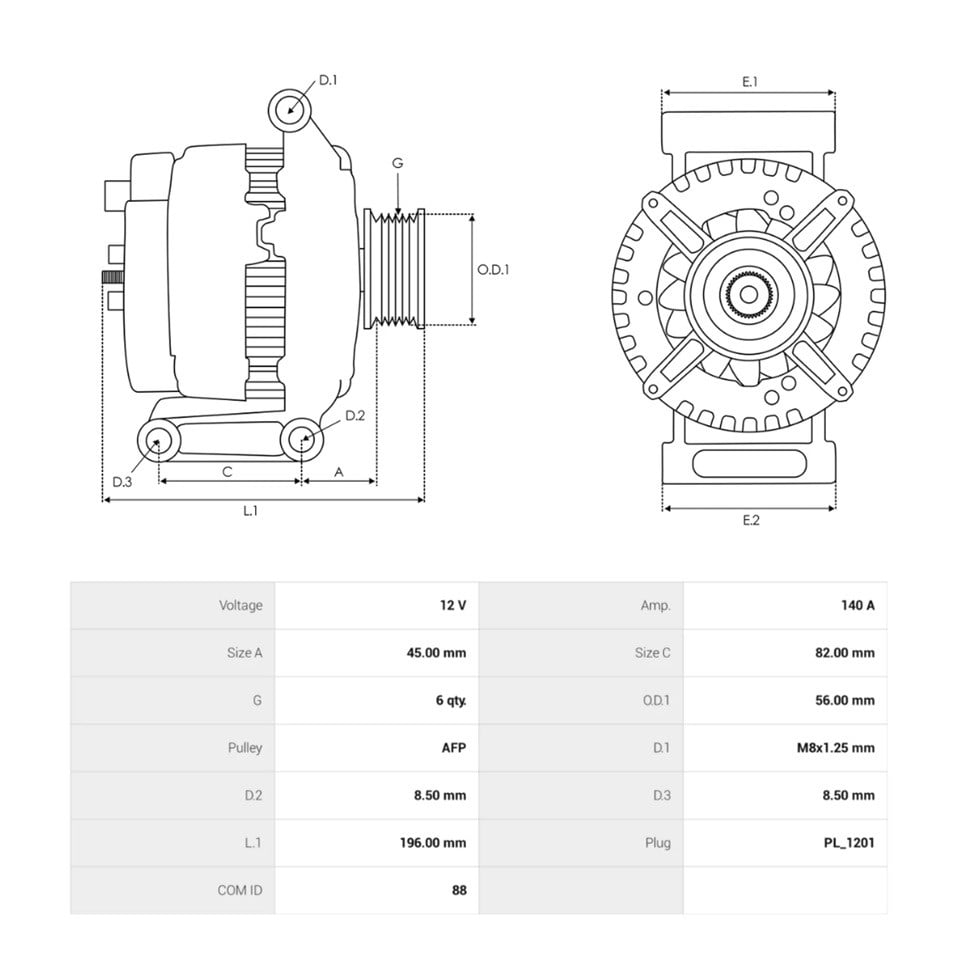 SEG 12V ALTERNATÖR DİNAMO 140 A (LIN) VOLVO S60/S80/V70/XC70/XC90 2000-2014
