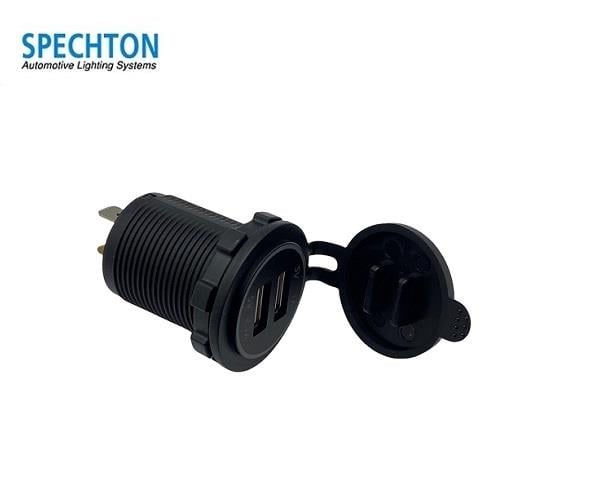 12V-24V TELEFON ŞARJ CİHAZI (USB X 2) (1A/2.1A) (KAPAKLI MARİN) YEŞİL