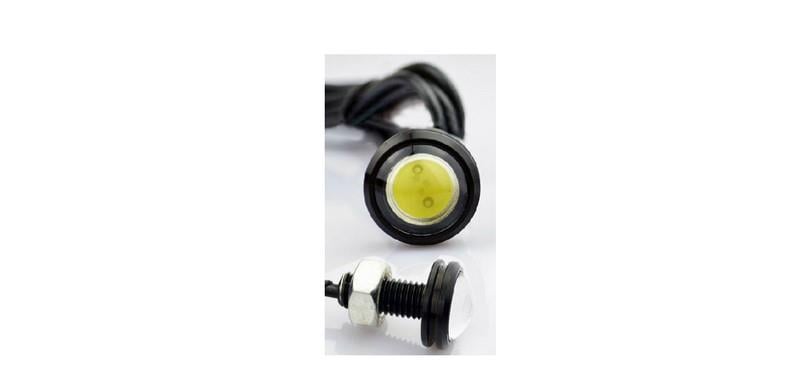 12V GÜNDÜZ SÜRÜŞ LEDİ YUVARLAK TEK LEDLİ CIVATALI (MERCEKLİ) (22 MM) (2 AD)