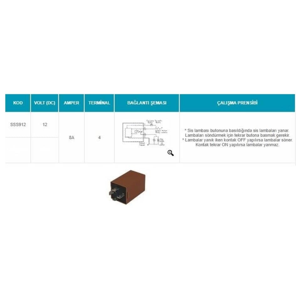 SANEL 12V SİS LAMBA RÖLESİ KARSAN/OTOKAR/BMC (4 FİŞ)