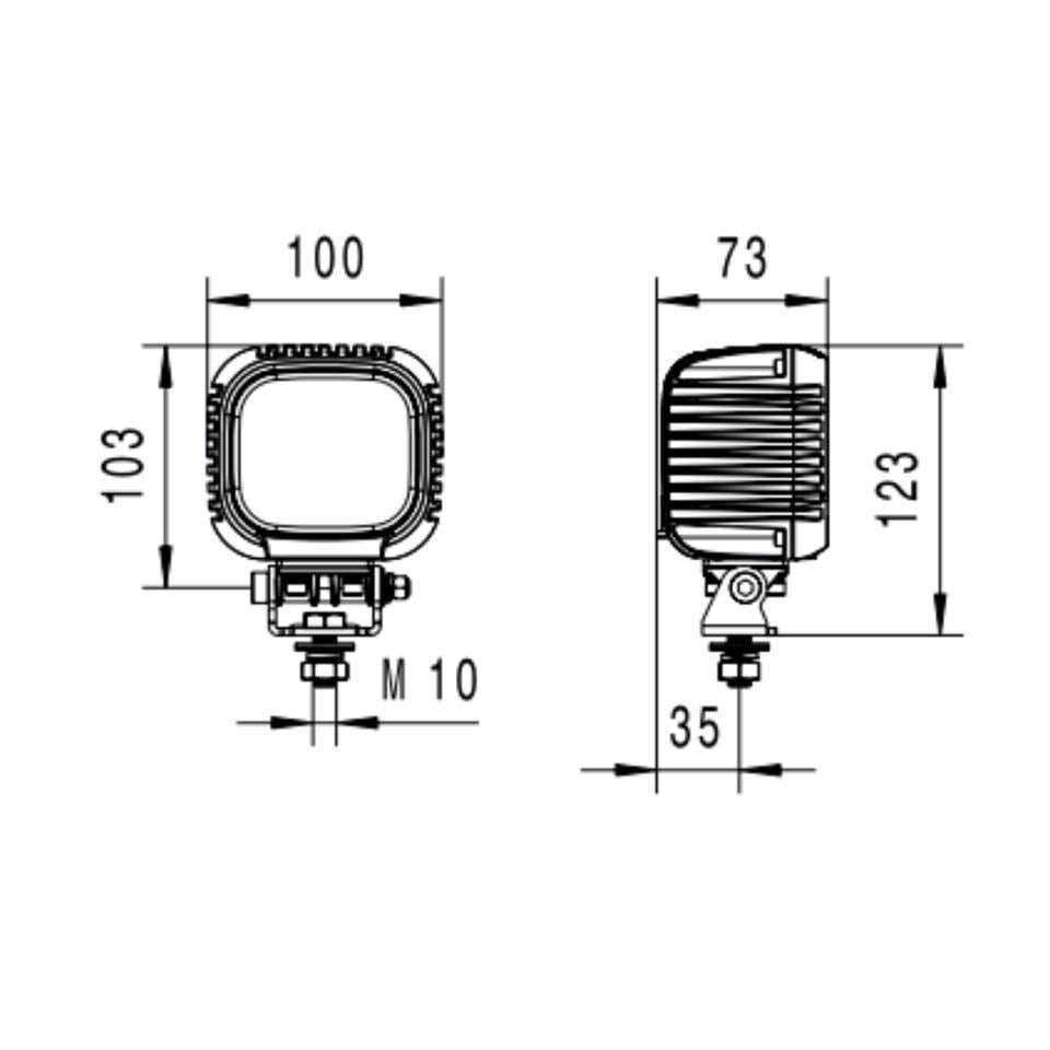 HELLA 12V-48V ÇALIŞMA LAMBASI 9 X 3W POWER LEDLİ KARE (S3000 LED) (103*100 MM) SARI 