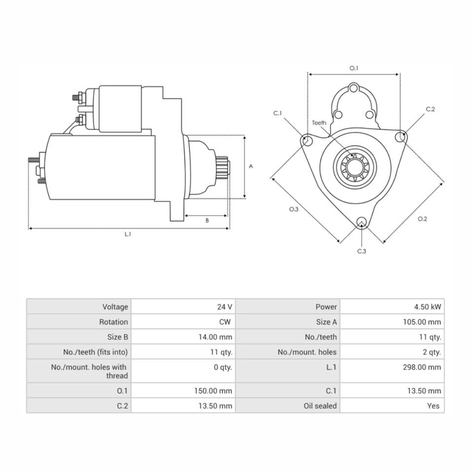 24V MARŞ MOTORU NIPPON DENSO TİPİ 11 DİŞ 4.5 KW CW (2 KULAK) KOMATSU (S6D95 MOTOR)